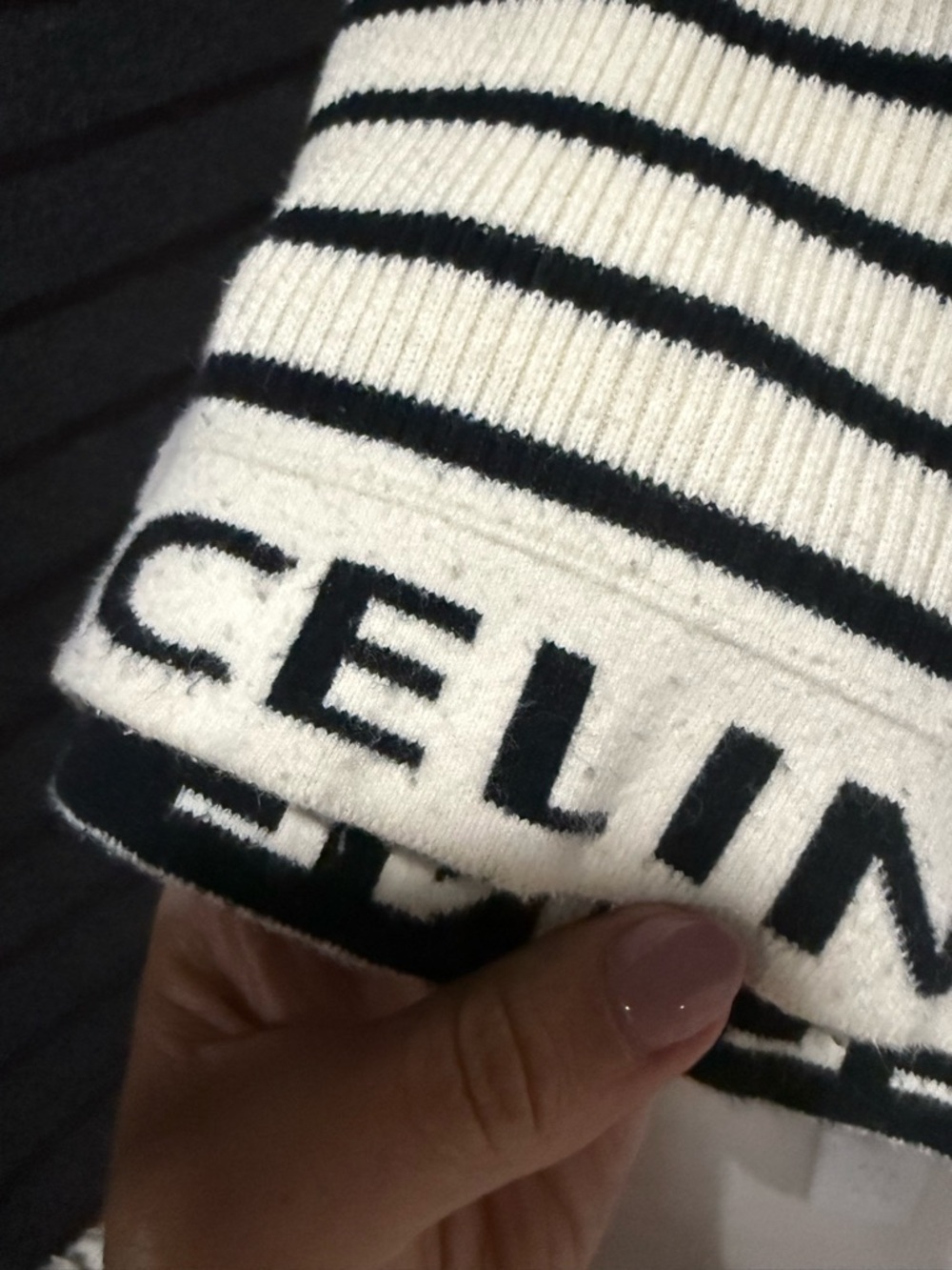 Celine Striped Ribbed Racerback Crop - Cream & Black - Picture 7 of 7